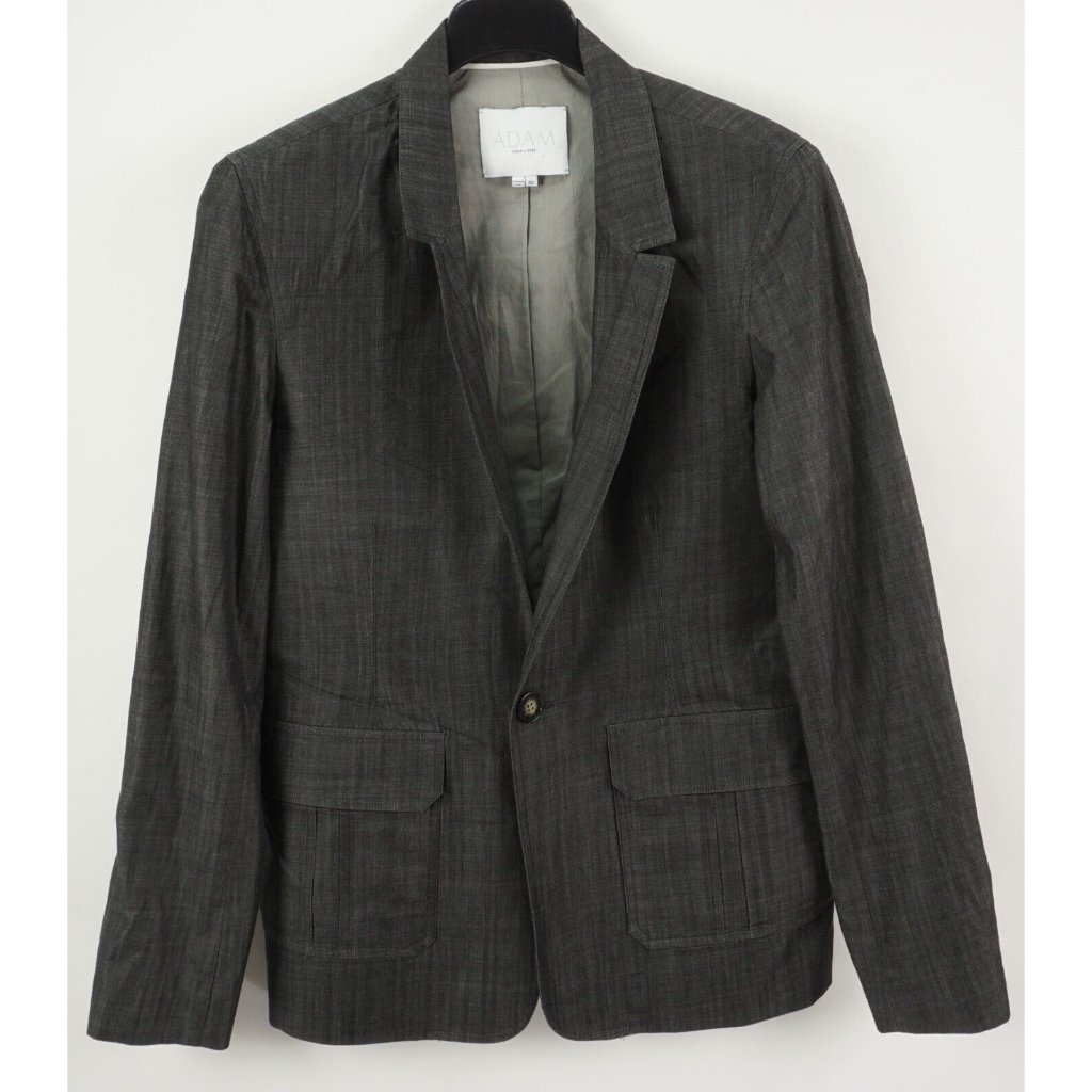 Adam Lippes Men's 40r Dark Gray Lightweight Chambray Unsturctured Notch Blazer